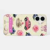 Personalized Cute Coquette Pink Cocktail Ribbon iPhone 16ケース (裏面横)