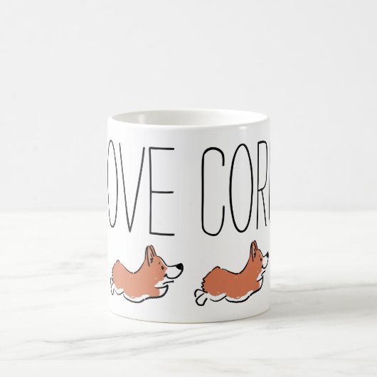 Personalized Cute Corgi Simple White コーヒーマグカップ (中央)
