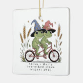 Personalized Cute Couple Betrothed Engaged セラミックオーナメント (左)