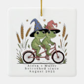 Personalized Cute Couple Betrothed Engaged セラミックオーナメント (裏面)