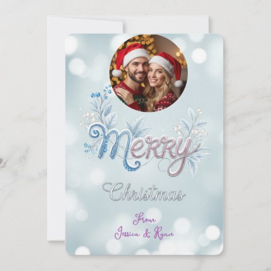 Personalized Cute Couple Photo Christmas  シーズンカード (正面)
