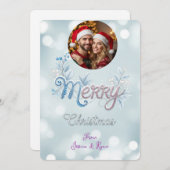 Personalized Cute Couple Photo Christmas  シーズンカード (正面/裏面)
