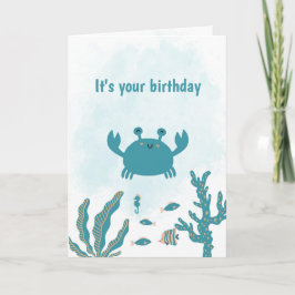 Personalized Cute Crab Birthday Card カード