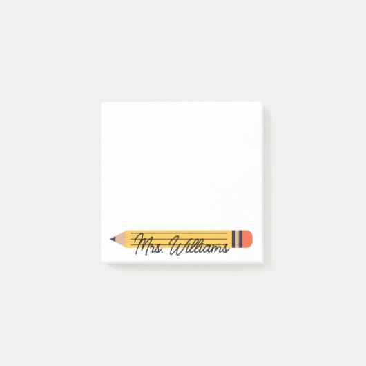 Personalized Cute Crayon Teacher Back to School  ポストイット (正面)