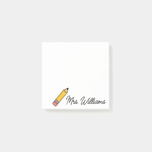 Personalized Cute Crayon Teacher Back to School  ポストイット (正面)