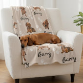 Personalized Cute Dachshund Name & Photo Dog フリースブランケット