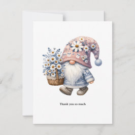 Personalized Cute Daisy Flower Gnome Thank you  ノートカード