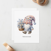 Personalized Cute Daisy Flower Gnome Thank you  ノートカード (正面/裏面インサイチュ)