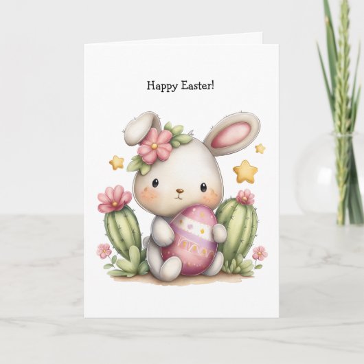 Personalized Cute Desert/Southwestern Easter Bunny カード (正面)
