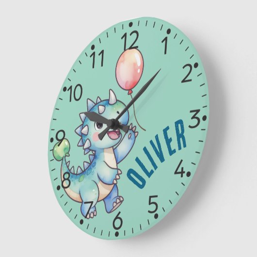 Personalized Cute Dino- Ankylosaurus Wall Clock ラージ壁時計 (傾斜)