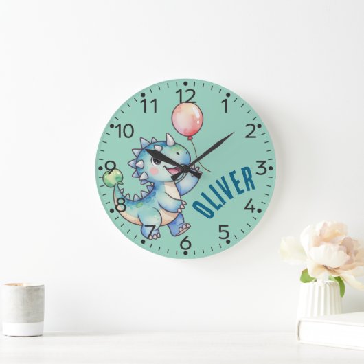 Personalized Cute Dino- Ankylosaurus Wall Clock ラージ壁時計 (ホーム)
