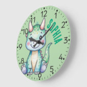 Personalized Cute Dino- Carnotaurus Wall Clock ラージ壁時計 (傾斜)