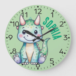 Personalized Cute Dino- Carnotaurus Wall Clock ラージ壁時計