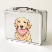 Personalized Cute Dog with Heart メタルランチボックス (裏面)