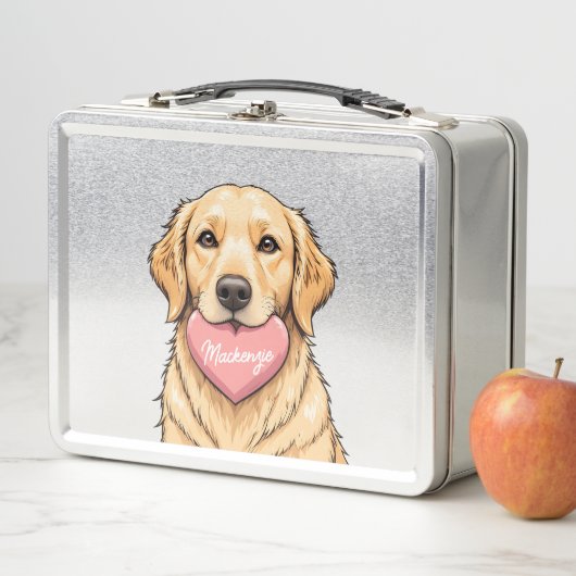 Personalized Cute Dog with Heart メタルランチボックス (インサイチュ)