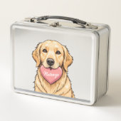 Personalized Cute Dog with Heart メタルランチボックス (正面)