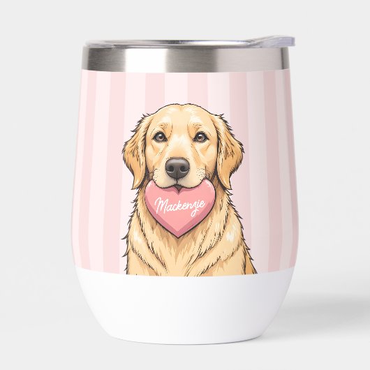 Personalized Cute Dog with Pink Heart (左面)