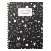 Personalized Cute Doodle Notebook with Name ノートブック (正面)