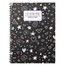 Personalized Cute Doodle Notebook with Name ノートブック
