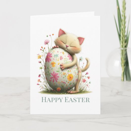 Personalized Cute Easter Kitten Folded Card カード (正面)