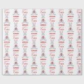 Personalized Cute Easter Rabbit Red Easter Egg ラッピングペーパー (フラット)