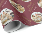 Personalized Cute Elegant Photo Red Christmas ラッピングペーパー (ロールコーナー)