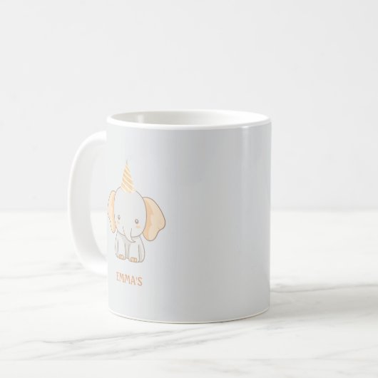 Personalized Cute Elephant Kids Name コーヒーマグカップ (正面左)