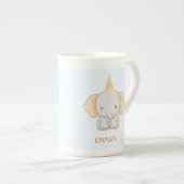 Personalized Cute Elephant Kids Name ボーンチャイナマグカップ (正面右)