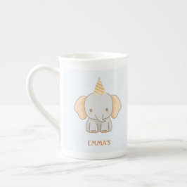 Personalized Cute Elephant Kids Name ボーンチャイナマグカップ