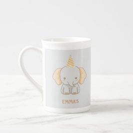 Personalized Cute Elephant Kids Name ボーンチャイナマグカップ