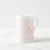 Personalized Cute Elephant Pink  ボーンチャイナマグカップ (正面右)
