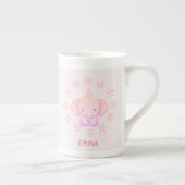 Personalized Cute Elephant Pink  ボーンチャイナマグカップ (右)