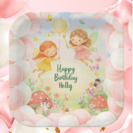 Personalized Cute Fairy Birthday Paper Plate  ペーパープレート