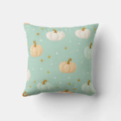 Personalized Cute Fall Mint Green Pastel Pumpkin クッション (裏面)