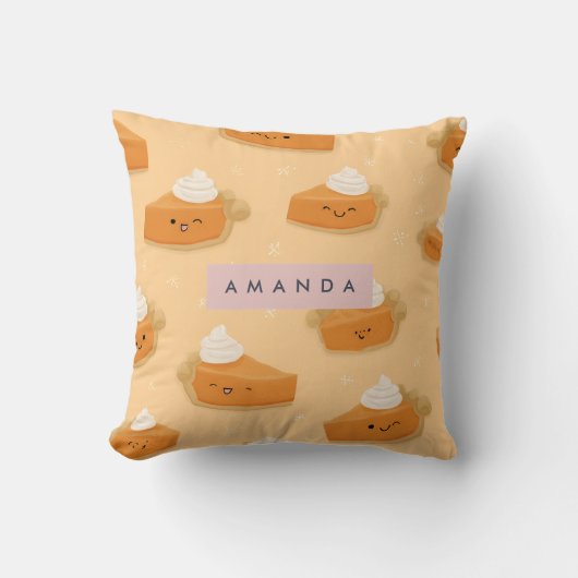 Personalized Cute Fall Pumpkin Pie Whipped Cream クッション (正面)