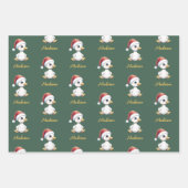 Personalized Cute Festive Christmas Goose Duck ラッピングペーパーシート (正面3)