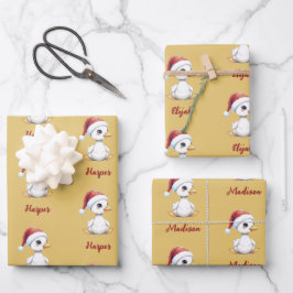 Personalized Cute Festive Christmas Goose Duck ラッピングペーパーシート
