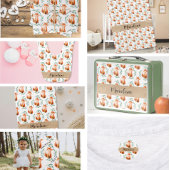Personalized Cute Fox baby blanket keepsake フリースブランケット