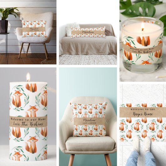 Personalized Cute Fox woodland kitchen  エプロン