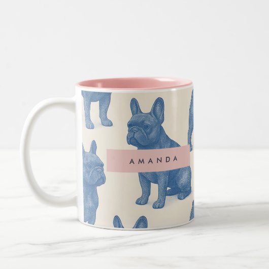 Personalized Cute French Bulldog ツートーンマグカップ (左)