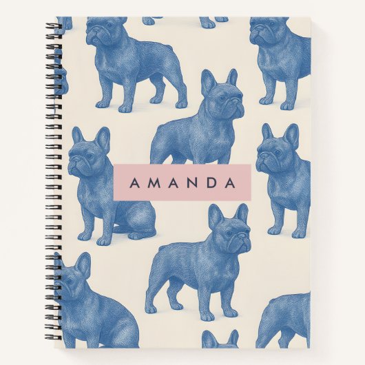 Personalized Cute French Bulldog ノートブック (正面)