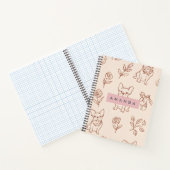 Personalized Cute French Bulldog Floral  ノートブック (内部)