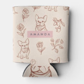 Personalized Cute French Bulldog Floral 缶クーラー (正面)