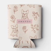Personalized Cute French Bulldog Floral 缶クーラー (裏面)
