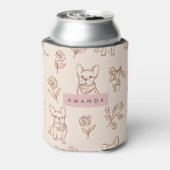 Personalized Cute French Bulldog Floral 缶クーラー (缶裏面)