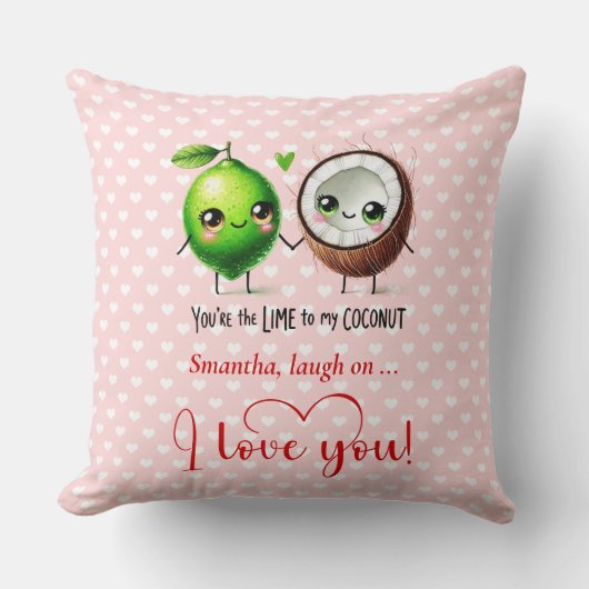 Personalized Cute Fruit Pun Funny Valentine Pillow クッション (正面)