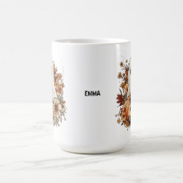 Personalized Cute Ghost and Black Cat Autumn Mug コーヒーマグカップ