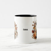 Personalized Cute Ghost and Black Cat Autumn Mug ツートーンマグカップ (中央)