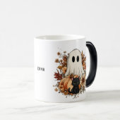 Personalized Cute Ghost and Black Cat Autumn Mug モーフィングマグカップ (正面右)