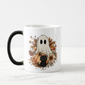 Personalized Cute Ghost and Black Cat Autumn Mug モーフィングマグカップ (左)